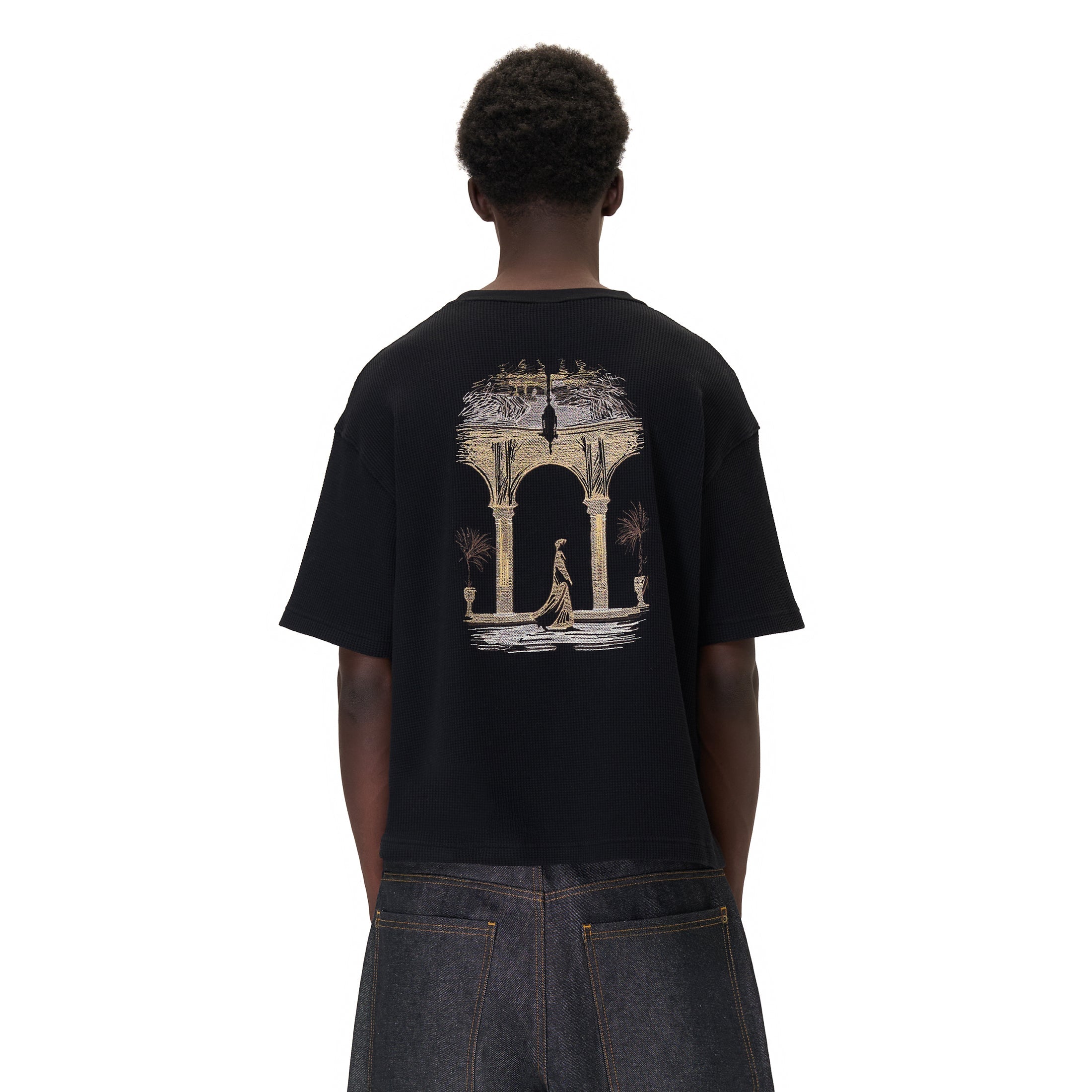 "aziza" waffle T Shirt black